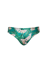 Floral-patterned bikini bottom on a white background