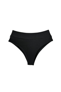 Haiku High Waist Bikini Bottom // Black Ribbed